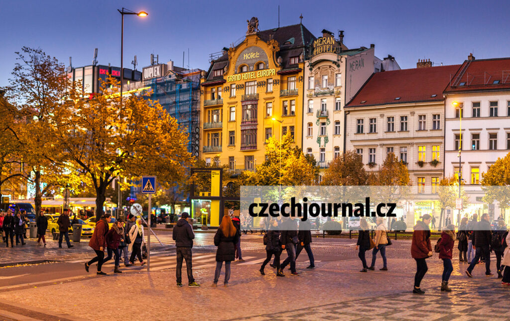 Wenceslas Square at night