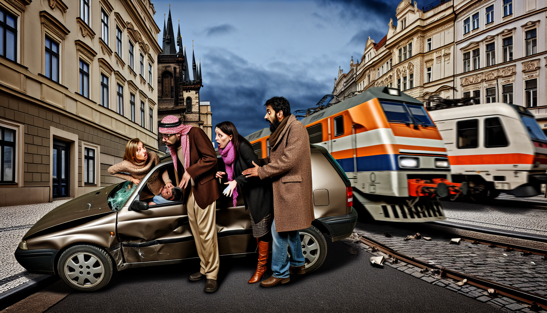 Three People Trapped in Car After Train Collision in Prague