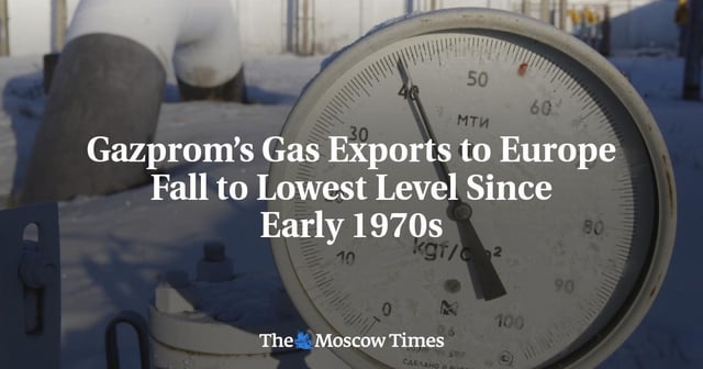 Gazprom’s European Gas Exports Reach Historic Low Since 1970s