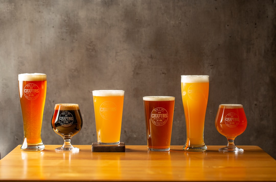A tasting flight of Czech beers